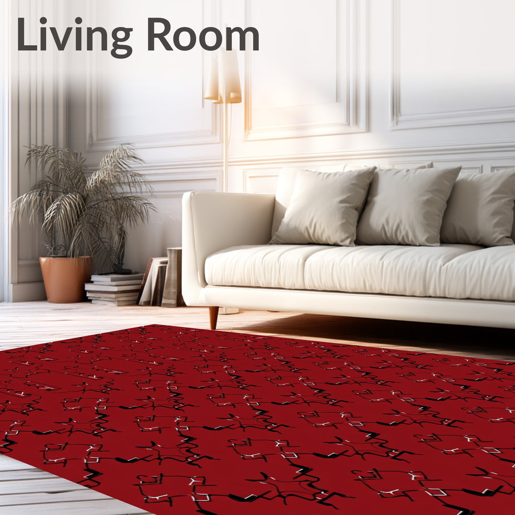 Crimson Abstract Tribal Diamond Rug