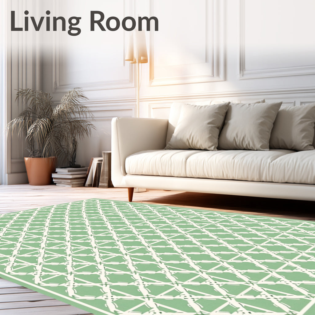 Mint Green Lattice Trellis Rug