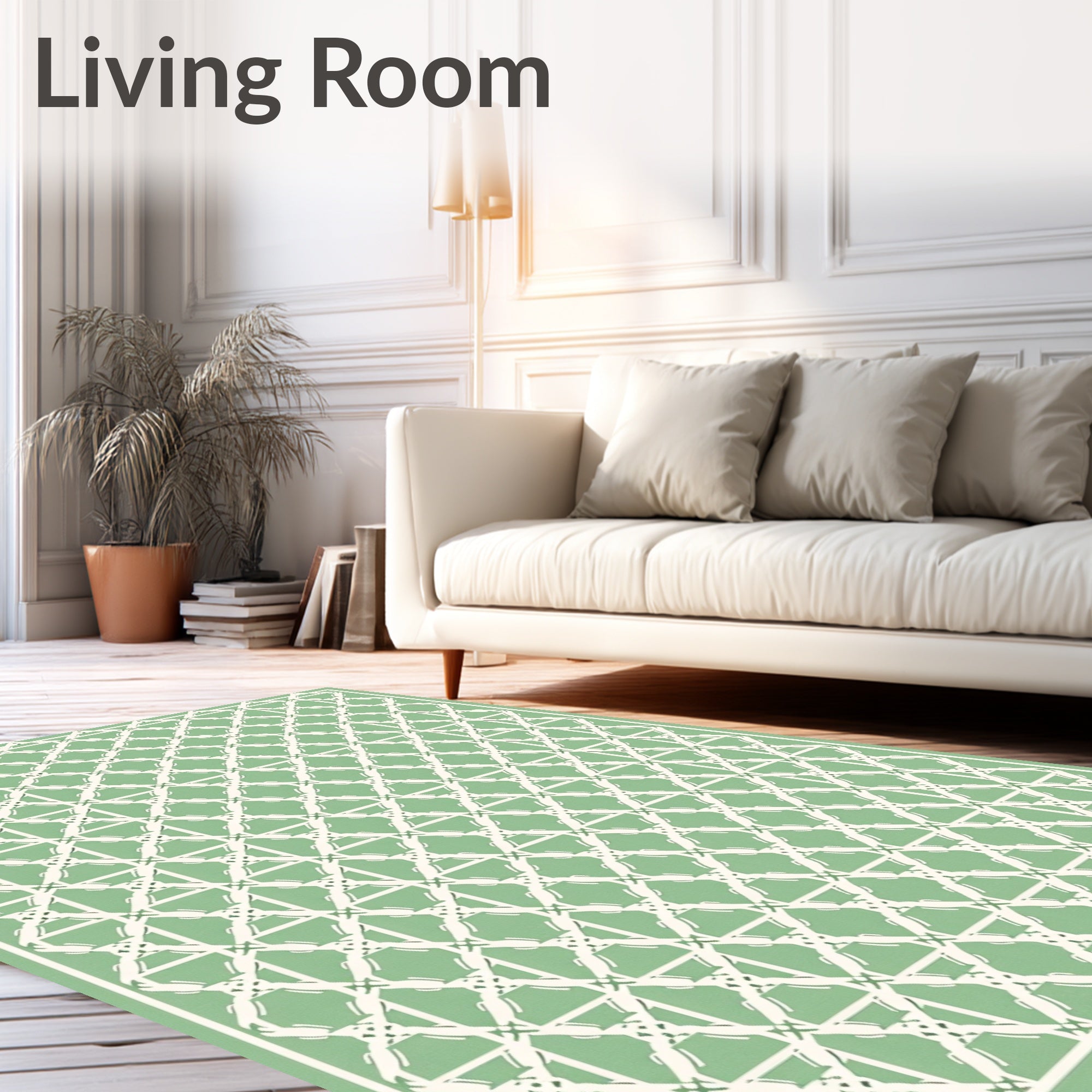Mint Green Lattice Trellis Rug