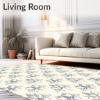 Ecru Damask Scroll Work Rug