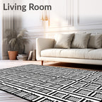 Monochrome Graphic Grid Squares Rug