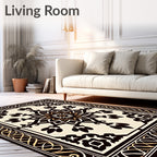 Classic Black Gold Medallion Frame Rug