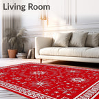 Vibrant Red Starburst Medallion Rug