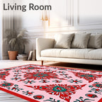 Floral Crimson Teal Mandala Rug