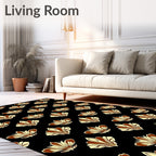Art Deco Cream Brown Floral Repeat Rug