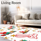 Jolly Santa Train Gold Star Whimsical Rug