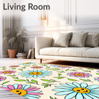 Retro Smiley Flower Garden Rug