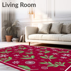 Winter Berries and Snowflakes Red Rug