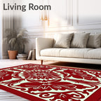 Scarlet Floral Symmetry Medallion Rug