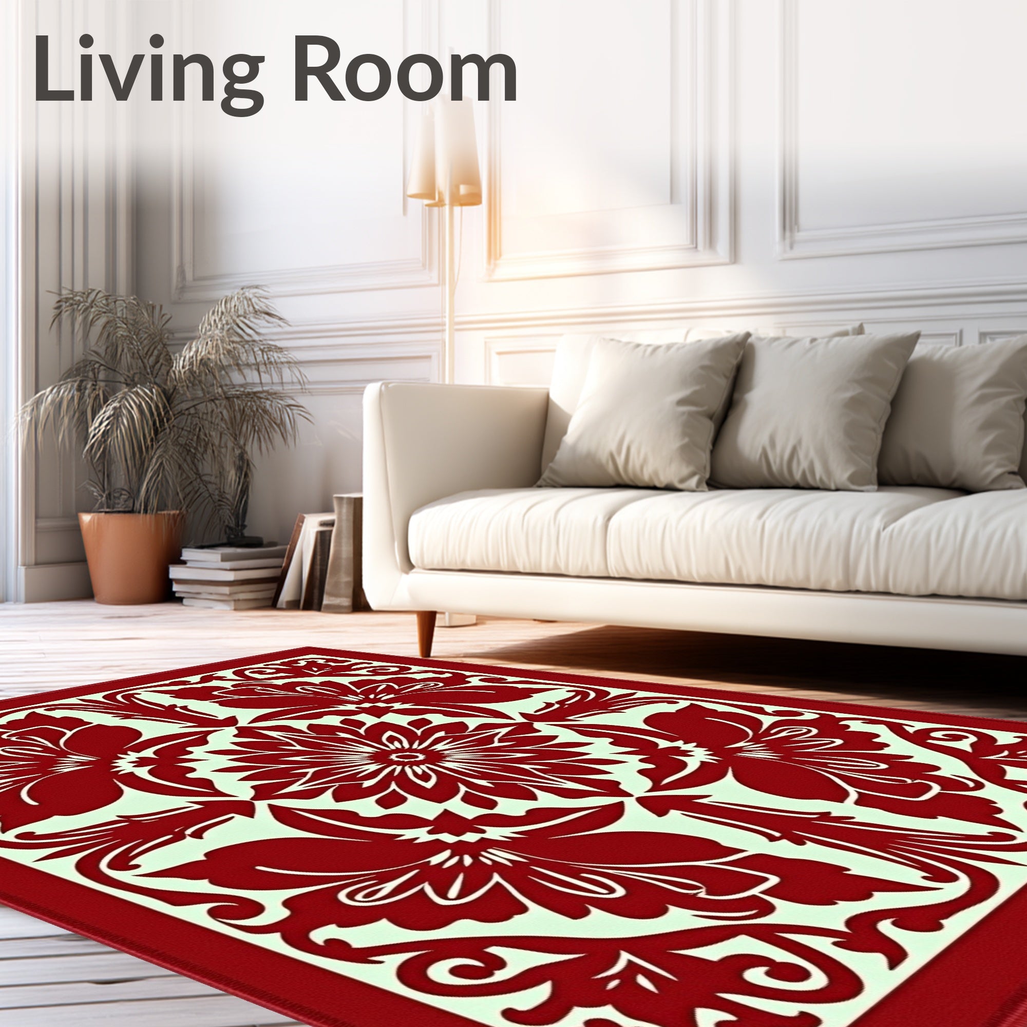 Scarlet Floral Symmetry Medallion Rug