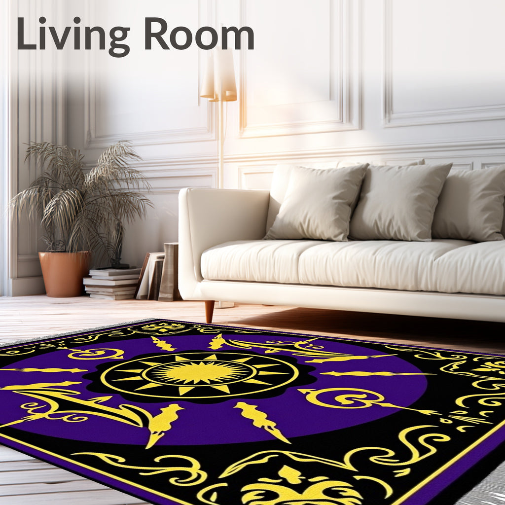 Golden Sun Purple Black Medallion Rug
