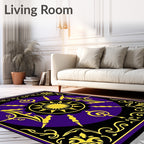Golden Sun Purple Black Medallion Rug