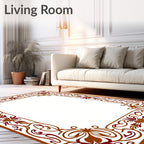 Ornate Crimson Floral Border Rug