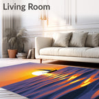 Sunset Sailboat Purple Orange Water Rug