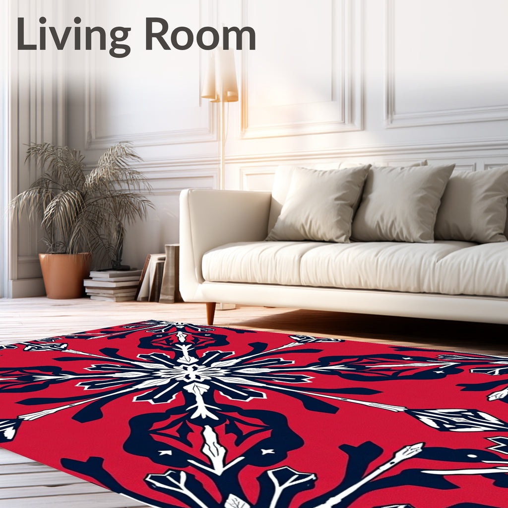 Crimson White Navy Symmetry Medallion Rug