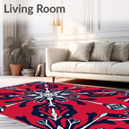 Crimson White Navy Symmetry Medallion Rug
