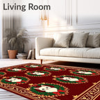 Festive Red Wreath Cat Collage Rug