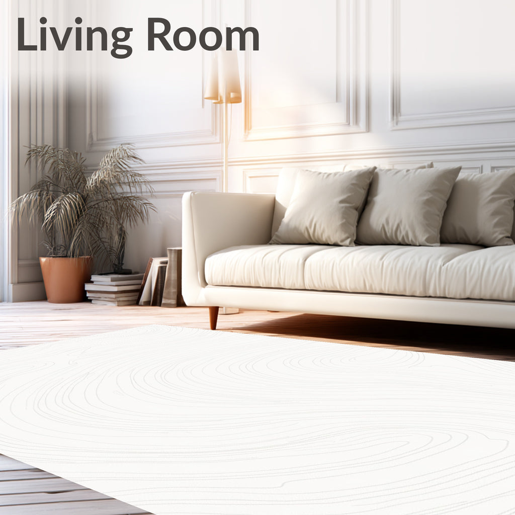 Abstract Ivory Contour Lines Rug