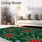 Festive Holly Berry Snowflake Meadow Rug