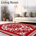 Bold Red Floral Mandala Medallion Rug