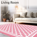 Pink Geometric Lattice Arrangement Rug