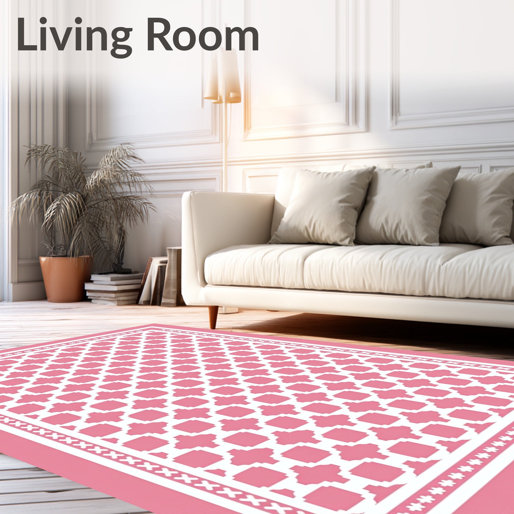 Pink Geometric Lattice Arrangement Rug