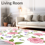 Pink Rose Lavender Garden Bloom Rug