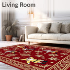 Red Golden Gnome Snowflake Festive Rug