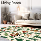 Woodland Critters Forest Christmas Trees Rug