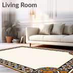 Orange Floral Chain Border Rug
