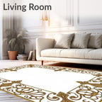 Antique Gold Floral Swirl Accents Rug