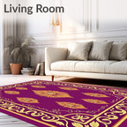 Regal Plum Golden Peacock Feather Rug