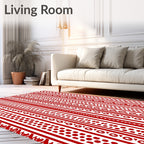 Bold Red Vertical Stripe Medallion Rug