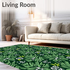 Dark Green Lush Tropical Foliage Rug