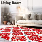 Bold Red Swirl Medallion Repeat Rug