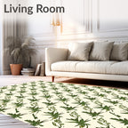 Green Leafy Twig Scatter Rug