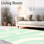 Soft Mint Abstract Brush Strokes Rug