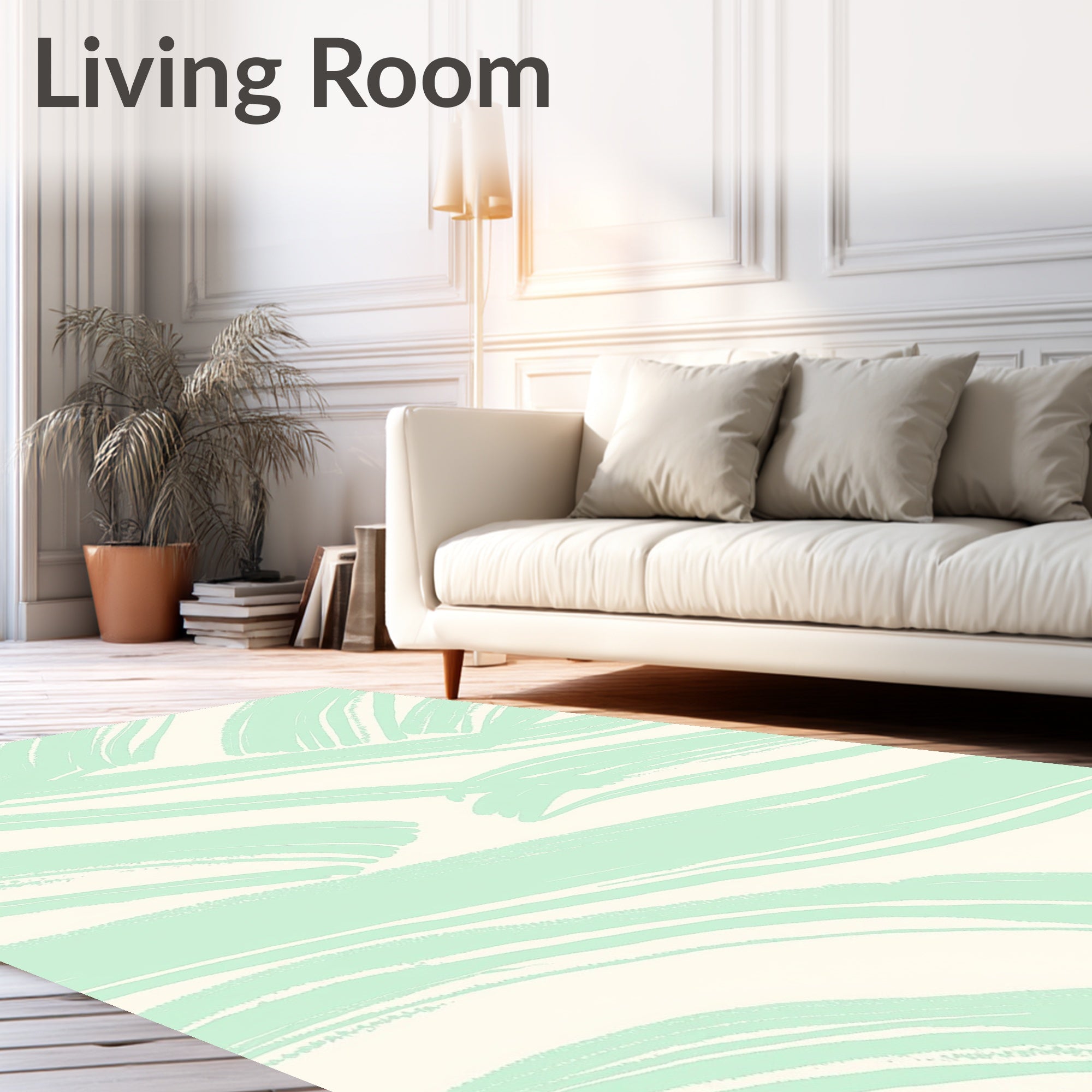 Soft Mint Abstract Brush Strokes Rug