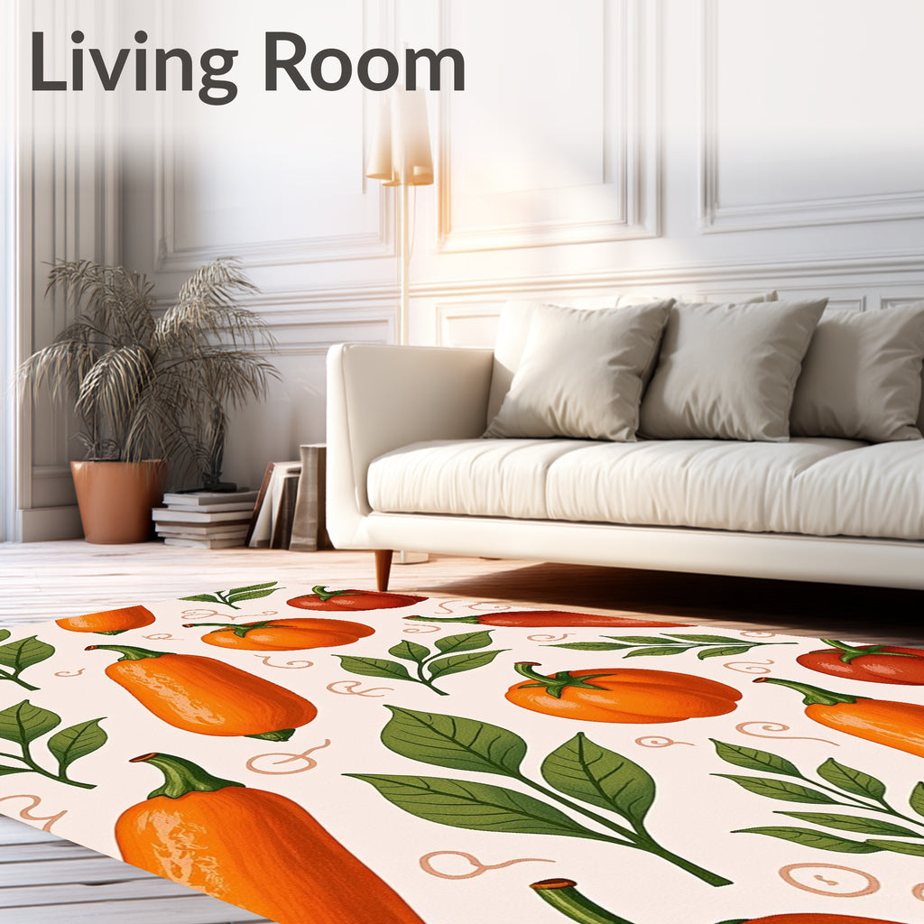 Harvest Orange Red Squash Leaves Rug
