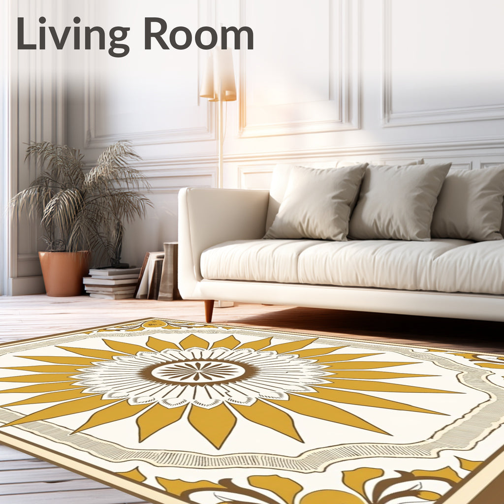 Golden Marigold Sunburst Medallion Rug