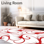 Crimson Swirling Floral Flourish Rug