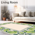 Verdant Green Floral Border Rug