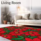 Bold Red Floral Foliage Rug