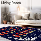 Crimson Toy Soldier Snowflakes on Navy Rug