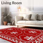Crimson Lace Snowflake Medallion Rug