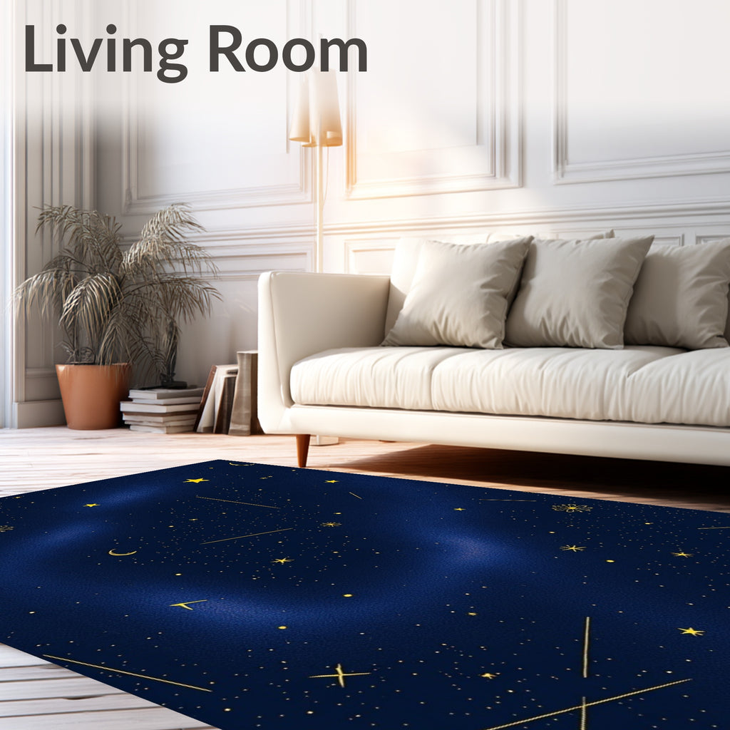 Cosmic Deep Blue Starry Night Rug