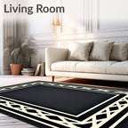 Modern Beige Geometric Lattice Rug