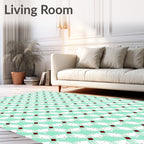Aqua White Crimson Diamond Lattice Rug