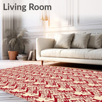 Crimson Calligraphy Repeating Medallion Rug