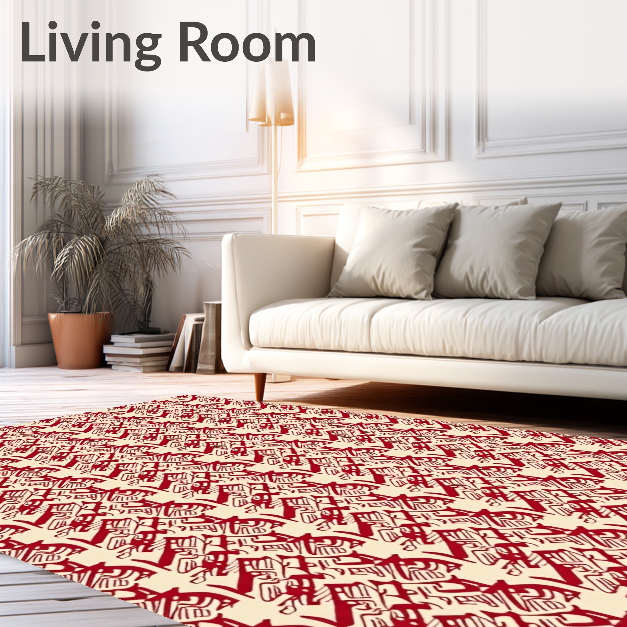 Crimson Calligraphy Repeating Medallion Rug